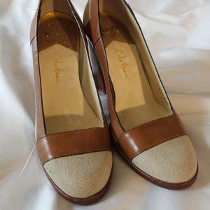 Cole Haan / Nike Air Collaboration Natural Linen Brown leather Classic Heel Pump